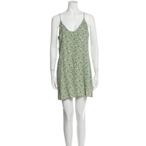 Reformation Green Floral Print Mini Dress